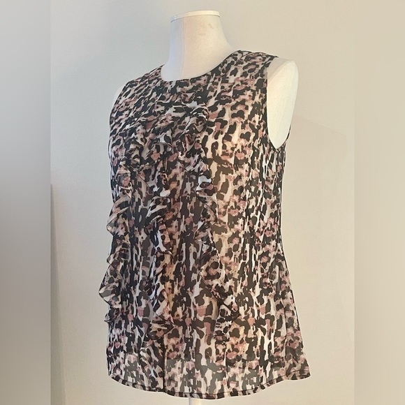 Ann Taylor Tops - Ann Taylor Sleeveless Sheer Animal Print Ruffle Top | Size 4